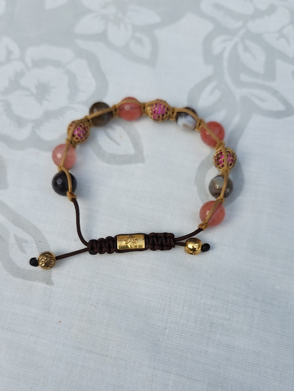 Nialaya Gold & Pink Bead Adjustable Bracelet - Women Jewelry